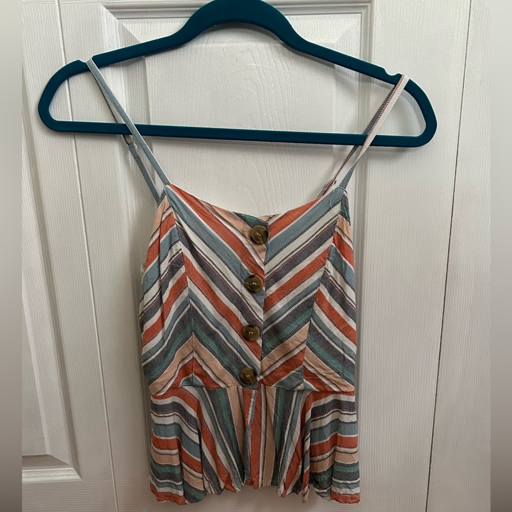 Women’s Style Envy Peplum Style Chevron Stripe Spaghetti Strap Tank top Size S